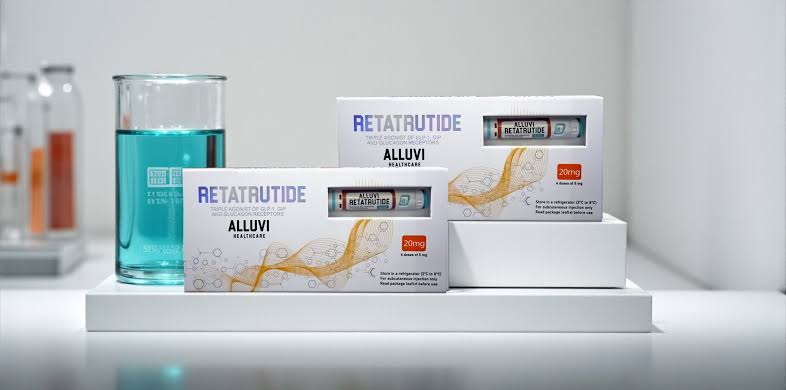 Alluvi Retatrutide research product boxes